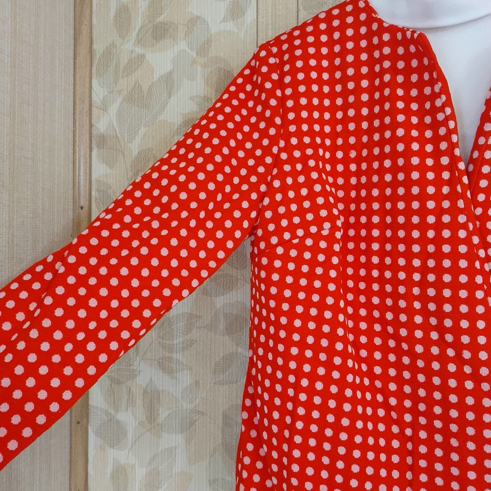 Vintage 70s Julie Miller High Neck Drop Waist 2 PC Polka Dot Dress Suit (REPAIR) - Picture 3 of 13